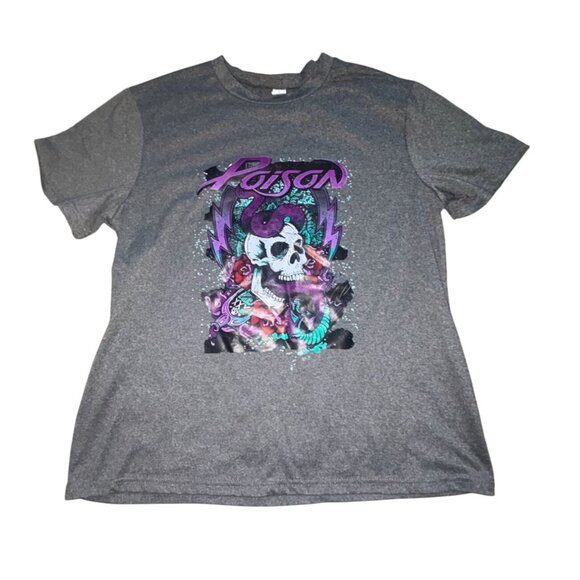 Womens Short Sleeve Vinyl Print Graphic  Band T-Shirt- Gray-Large-GUC - Picture 1 of 4